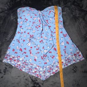 No Boundaries Blue Floral Strapless Top